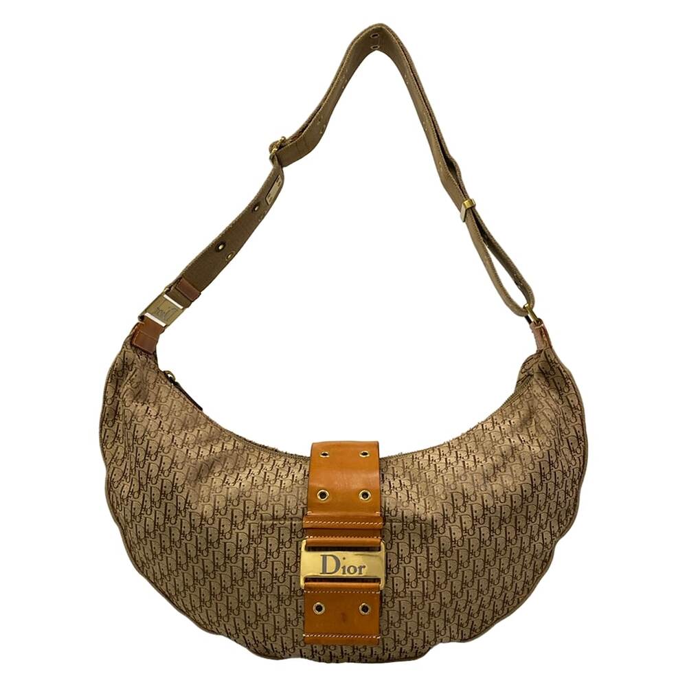 Christian Dior Street Chic/Trotter Shoulder Bag Beige Brown Jacquard Leather - Picture 1 of 15